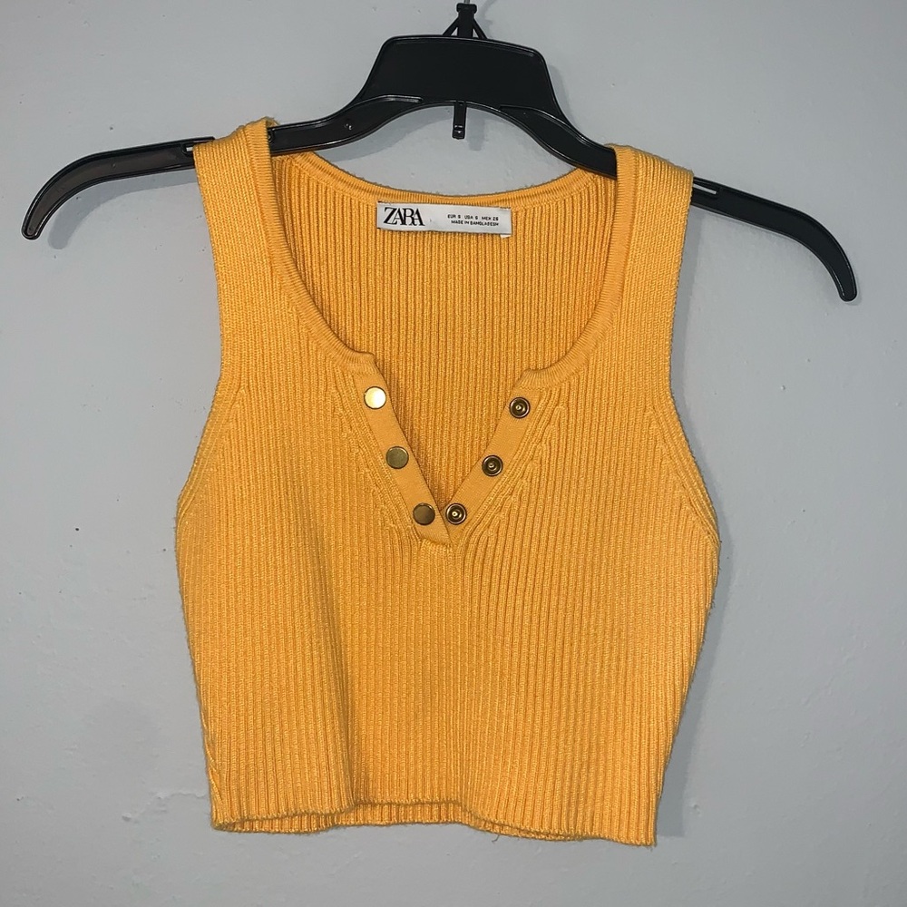 Zara Ribbed Crop Sweater Tank with Snaps